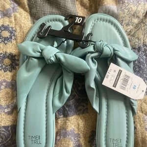 Time and Tru Women's Aqua Knot Slide Sandals